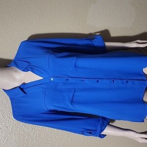 Simply Styled Cobalt Blue Button-Down Blouse